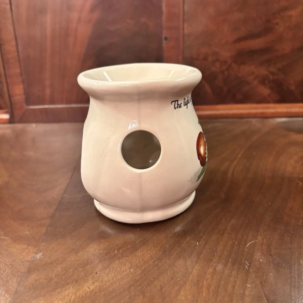 Yesteryears Pottery Marshall Texas Oil Wax Tart Warmer Apples Jesus‎ Candle